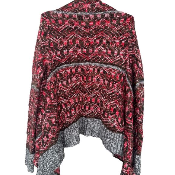 Daytrip Womens Knit Cardigan Sweater Sz Small Asymmetric Red Green - Picture 2 of 5